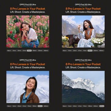 As distâncias focais vão de 14 mm a 460 mm.