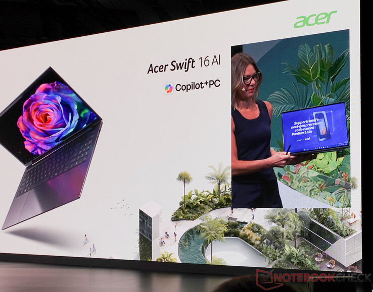 O Acer Swift 16 AI com chips Intel Panther Lake será lançado no próximo ano. (Fonte da imagem: Notebookcheck)