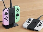 O Joy-Con Charging Stand pode ser usado na vertical ou apoiado em uma mesa. (Fonte da imagem: Nintendo)