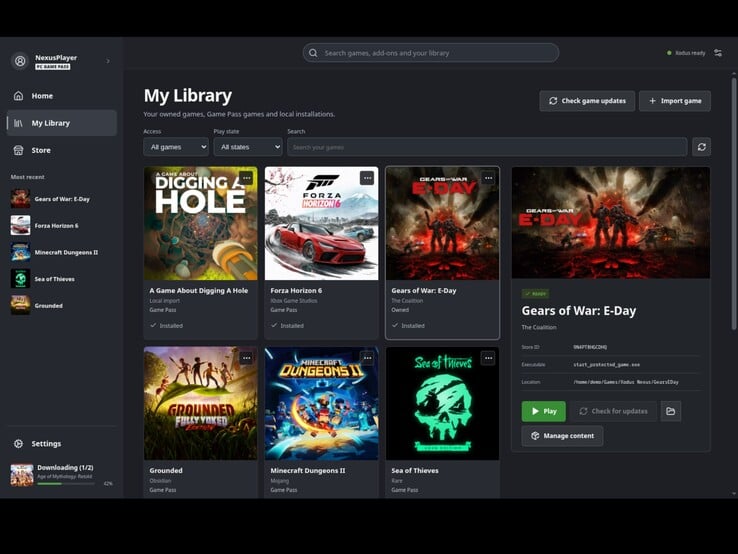 Esta é a aparência da biblioteca de jogos do inicializador Xodus Nexus. (Na imagem: uma captura de tela do inicializador Xodus Nexus.)