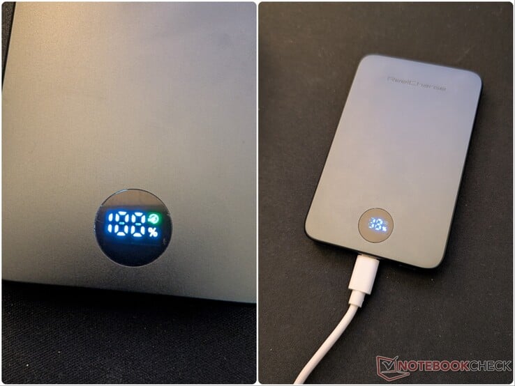 A unidade inicial do carregador portátil de 5.000 mAh apresentava algum vazamento de luz do LED.
