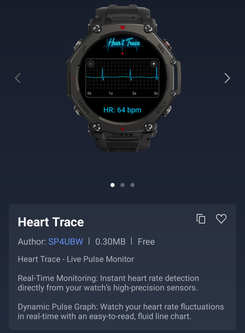 O aplicativo Heart Trace para smartwatches Amazfit