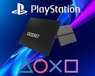 Logotipo do PlayStation com a memória GDDR7 exibida (Fonte da imagem: Sony PlayStation, Memphis Electronic GmbH com edições)