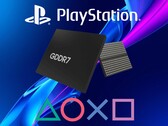 Logotipo do PlayStation com a memória GDDR7 exibida (Fonte da imagem: Sony PlayStation, Memphis Electronic GmbH com edições)