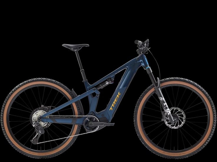 A Trek Powerfly+ FS 8 Gen 4 na cor azul sálvia