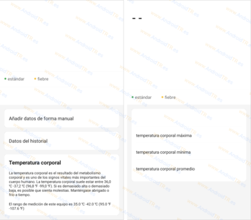 Dados de temperatura corporal. (Fonte da imagem: AndroidTR)