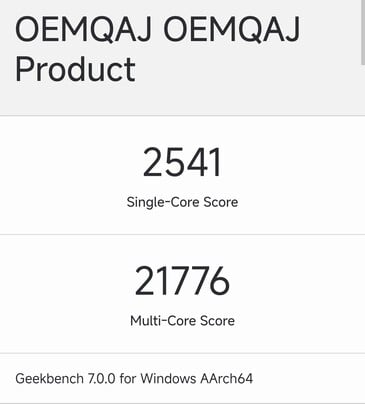 Resultado do Geekbench da configuração N1X de 18 núcleos