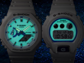 A série Casio G-Shock Hidden Glow adota uma abordagem brilhante com estética branca e azul junto com os mostradores de lume. Na foto, da direita para a esquerda - Casio DW-6900HDS-7A1 e Casio GA2100HDS-7A. (Fonte da imagem: Casio)