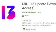 MIUI 13 Update Download (Acesso antecipado) (Fonte: Google Play)
