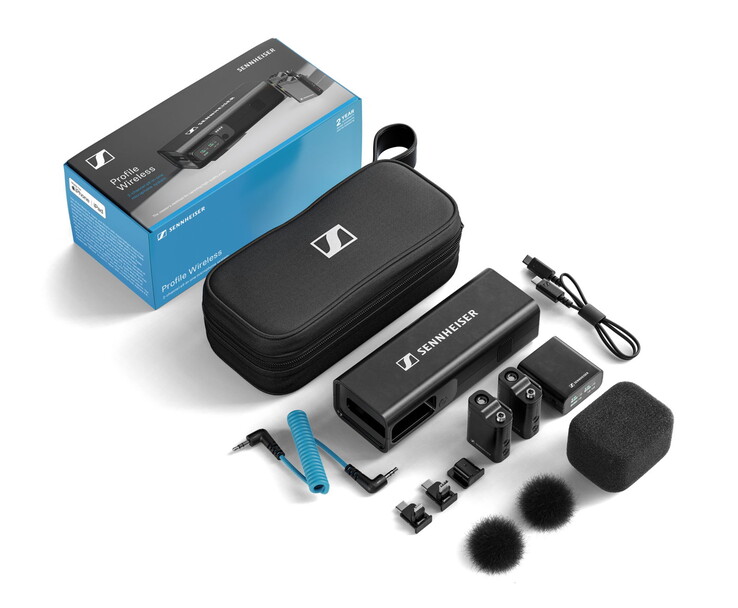 O Profile Wireless e tudo o que vem na caixa com ele. (Fonte: Sennheiser)