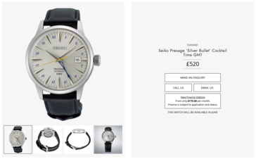 Listagem oficial do Seiko Presage SSK049 no Reino Unido...