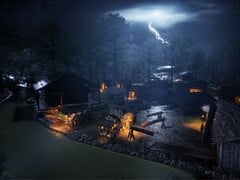 Uma imagem que mostra uma vila da dinastia Sengoku.