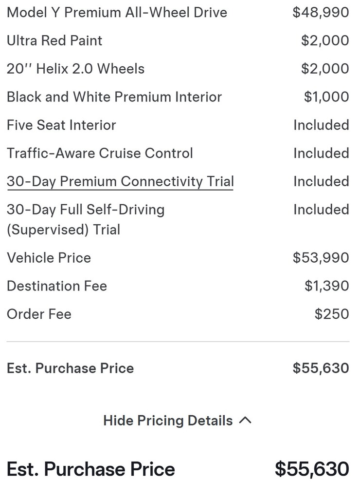 A lista de opções gratuitas do Tesla Model Y ficou mais curta com a remoção do Autopilot.