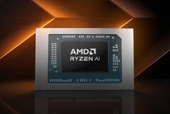Esta imagem mostra uma versão editada da imagem de marketing dos chips Ryzen AI da AMD.
