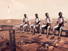Robôs Tesla Optimus implantados para trabalhos de construção em Marte. (Fonte da imagem: SpaceX)