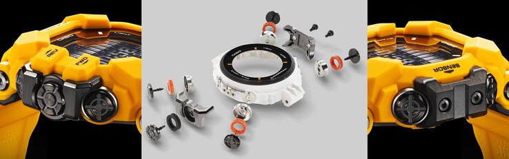 O RANGEMAN foi projetado para ambientes extremos, com botões grandes protegidos por proteções de aço e um módulo de relógio interno flutuante. (Fonte: Casio)
