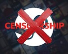 Logotipo anti-censura mostrado sobre o fundo do Steam (Fonte da imagem: Valve com edições)