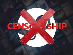 Logotipo anti-censura mostrado sobre o fundo do Steam (Fonte da imagem: Valve com edições)