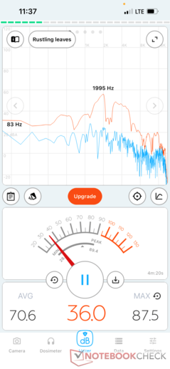 Volume na configuração mais baixa audível