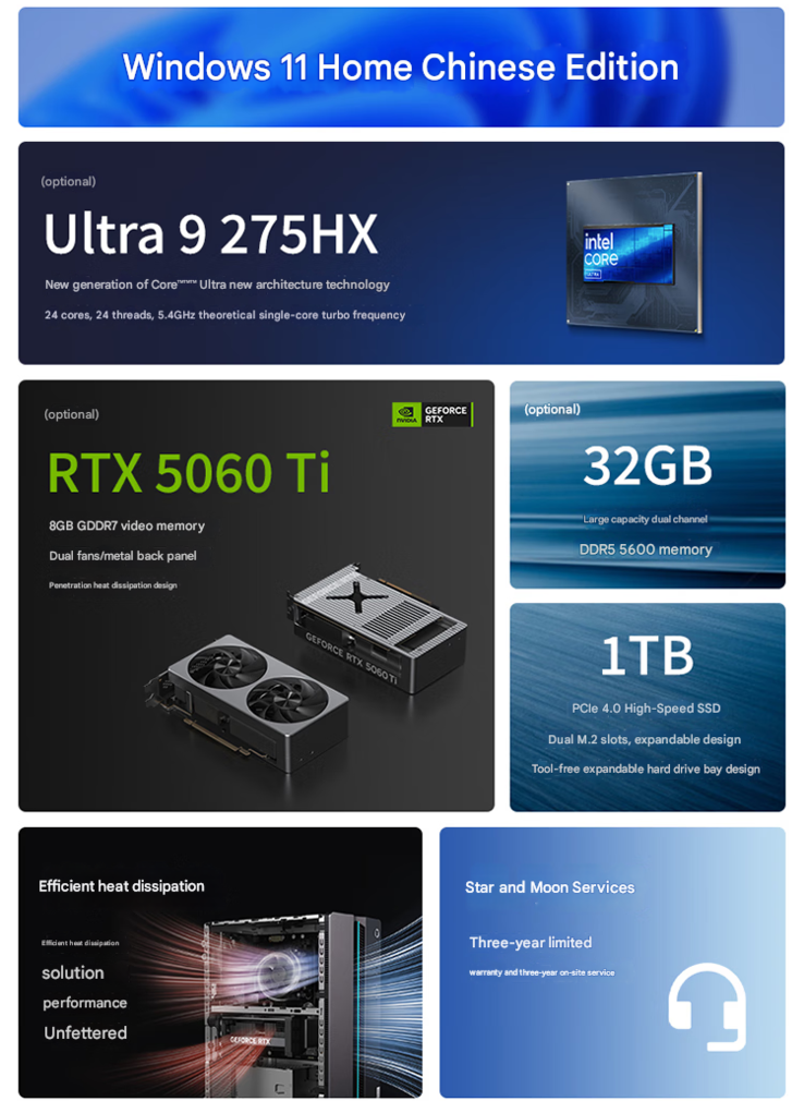 Principais destaques do novo PC para jogos Lenovo GeekPro (Fonte da imagem: Lenovo - tradução automática)