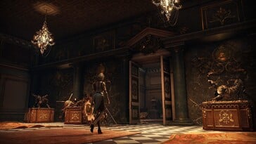 Uma imagem mostrando um ambiente em Steelrising.