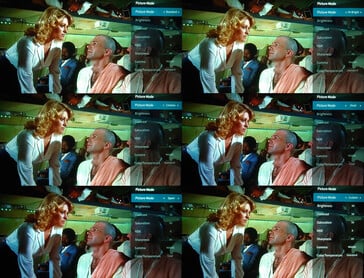 O Yaber T1 Pro vem com cinco predefinições de imagem (padrão, alto brilho, vívido, esportes e cinema) e uma predefinição personalizável pelo usuário. (Fonte da imagem: Notebookcheck. Fotograma de "Airplane", da Paramount Pictures)
