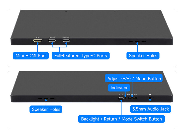 Monitor de toque portátil 4K de 16 polegadas da Luckfox: Interfaces
