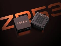 O ZR535 é equipado com o Ryzen 5 3501U, lançado recentemente, mas já desatualizado. Na foto: uma imagem promocional mostrando a parte superior e inferior do mini PC.
