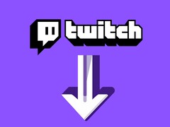 Logotipo da Twitch com a seta para baixo abaixo (Fonte da imagem: Twitch com edições)