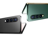 Uma apresentação de como o Galaxy Z Fold 3 poderia parecer, com base em materiais de marketing vazados. (Fonte da imagem: Meeco.kr)