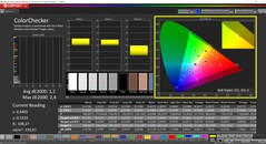 CalMAN ColorChecker (perfil: P3, espaço de cor alvo: P3)