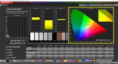 CalMAN ColorChecker (perfil: P3, espaço de cor alvo: P3)