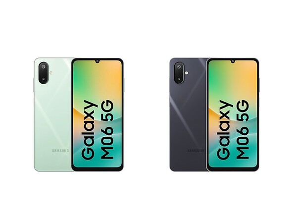 O Galaxy M06 5G tem o mesmo design que o Galaxy F06 e está disponível em duas cores. (Fonte da imagem: Samsung)
