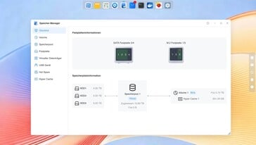 O Storage Manager facilita o gerenciamento de pools de armazenamento RAID, caches de SSD e discos rígidos USB.