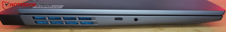 Esquerda: USB-C 3.2 Gen 2 (10 Gbit/s, DisplayPort 1.4, PD com 140 W), porta para fone de ouvido