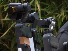 O Osmo Pocket 4P, o Osmo Pocket 3 e o Osmo Pocket 4, da esquerda para a direita.