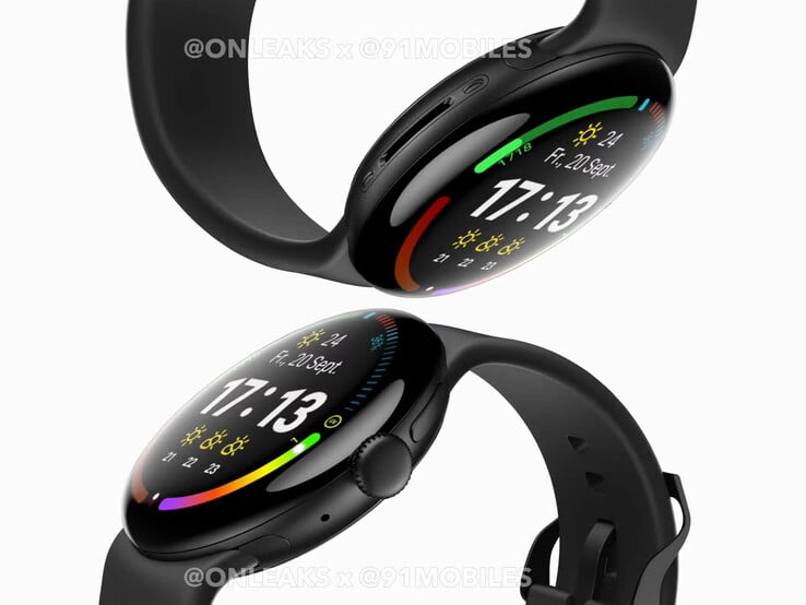 Uma renderização derivada de CAD de como o Pixel Watch 4 deve se parecer. (Fonte da imagem: 91mobiles &amp; OnLeaks)