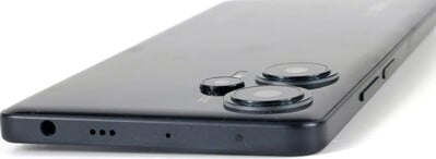 parte superior do gabinete (conector de 3,5 mm, alto-falante, microfone, IR blaster)