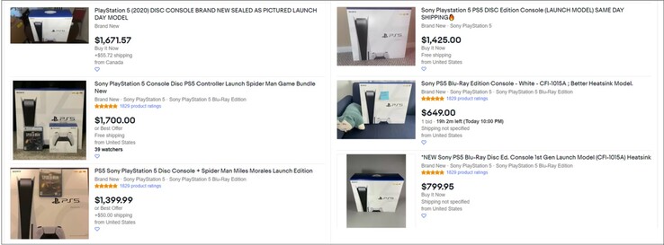 Exemplo de "edição de lançamento", etc. Listagens PS5. (Fonte da imagem: eBay - editado)