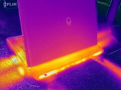 Mapa de temperatura da Area-51 do Alienware 16 ao esfregar Cyberpunk 2077 no modo Overdrive