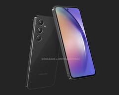 O Galaxy A55 apresenta um design que é familiar aos outros modelos recentes da série Galaxy A da Samsung. (Fonte da imagem: MySmartPrice &amp;amp; @OnLeaks)