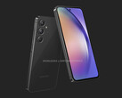 O Galaxy A55 apresenta um design que é familiar aos outros modelos recentes da série Galaxy A da Samsung. (Fonte da imagem: MySmartPrice &amp; @OnLeaks)