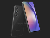 O Galaxy A55 apresenta um design que é familiar aos outros modelos recentes da série Galaxy A da Samsung. (Fonte da imagem: MySmartPrice &amp; @OnLeaks)