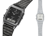 O Casio x Liberty AQ-230EBLT-1A e o AQ-230ELT-7A (na foto), da esquerda para a direita. (Fonte da imagem: Casio)