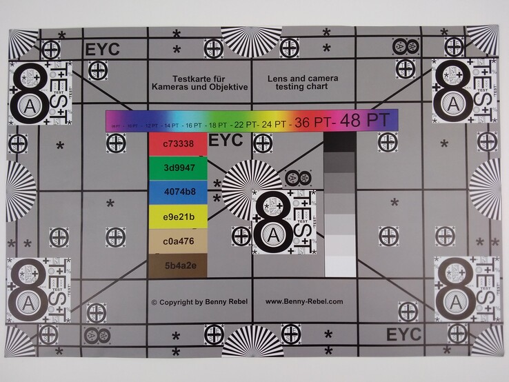 A photo of our test chart