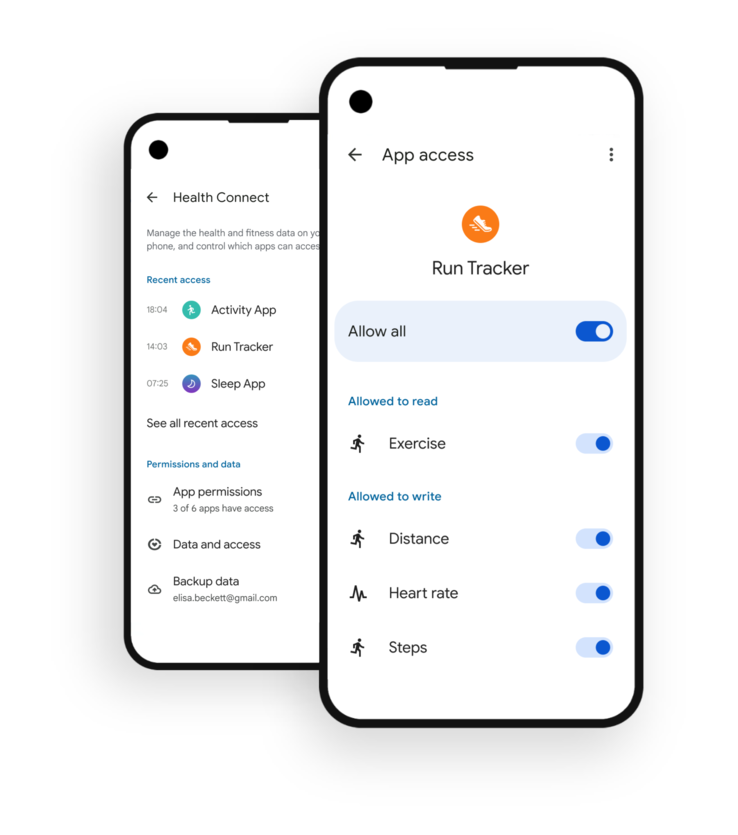Os usuários poderão gerenciar a integração com a Garmin por meio do painel móvel do Health Connect. (Fonte da imagem: Google)