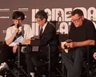 Kojima discursa no Piazza Film Festival, em Roma