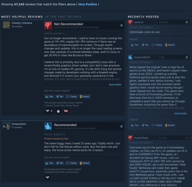 Oblivion Remastered recebeu críticas negativas recentes no Steam (Fonte da imagem: captura de tela, Steam)