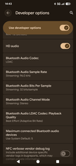 Configurações do LDAC em um telefone com o sistema operacional Android Android