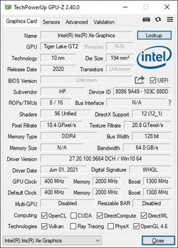 GPU-Z: G7 Intel Xe Graphics